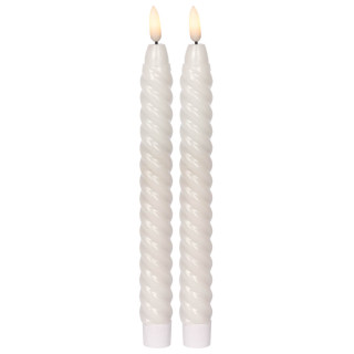 Star Trading LED-Echtwachskerzen Flamme Swirl Antique, 2er-Set, weiß