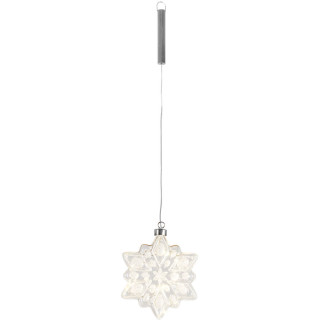 LED-Glasschneeflocke eckig, 10 warmweiße LEDs