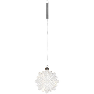 LED-Glasschneeflocke rund, 10 warmweiße LEDs