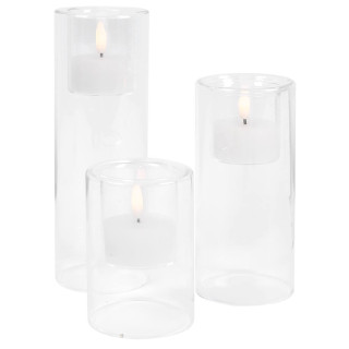 LED-Teelichter, 3er-Set, je 1 warmweiße LED