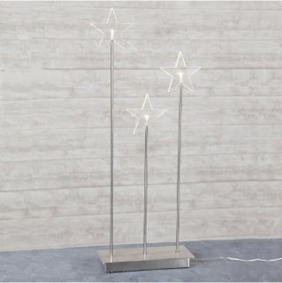 STAR Trading LED-Sternen-Standleuchte Karla Trio silber 3 BS