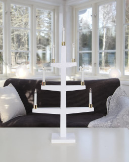 STAR Trading LED-Leuchter Holz Halla weiß 7 BS
