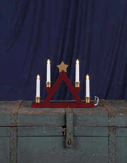 STAR Trading Leuchter Holz Julle rot/gold 4 BS innen