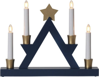 STAR Trading Leuchter Holz Julle blau/gold 4 BS innen