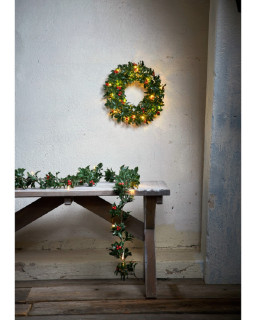 STAR Trading LED-Kranz HOLLY 30cm 20 BS warmweiß außen