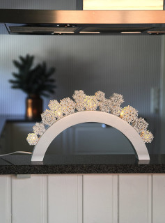 STAR Trading LED-Leuchter Holz Snowfall weiß 5 BS
