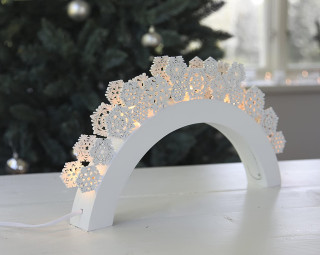 STAR Trading LED-Leuchter Holz Snowfall weiß 5 BS