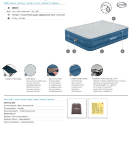 Bestway Fortech Luftbett Snugable Top mit integrierter Elektropumpe Double XL/Mid 203 x 152 x 46 cm