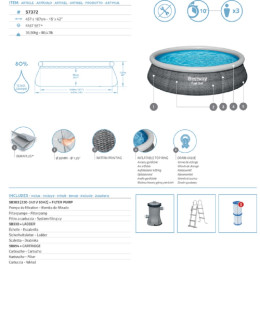 Bestway Fast Set™ Aufstellpool Set mit Filterpumpe Ø 457 x 107 cm, Grafisches Liniendesign, rund