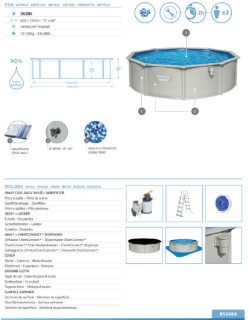 Bestway Hydrium Stahlwandpool Komplett-Set mit Sandfilteranlage Durchmesser 460 x 120 cm
