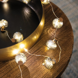 LED-Minilichterkette, Zwiebelkugeln, 12 warmweiße LEDs, rauchfarben