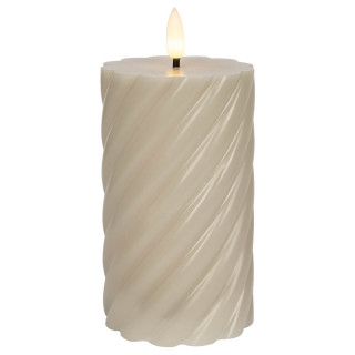 Star Trading LED-Echtwachskerze, Flamme Swirl, 1 warmweiße flackernde LED, beige