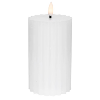 Star Trading LED-Echtwachskerzen, Flamme Stripe, 1 warmweiße flackernde LED, weiß