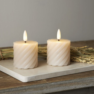 Star Trading LED-Echtwachskerzen, Flamme Swirl Votive, 2er-Set, grau