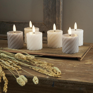 Star Trading LED-Echtwachskerzen, Flamme Swirl Votive, 2er-Set, grau