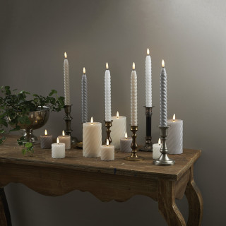 Star Trading LED-Echtwachskerzen, Flamme Swirl Votive, 2er-Set, grau