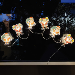 LED-Minilichterkette, Weihnachtsmannsticker, 6 warmweiße LEDs