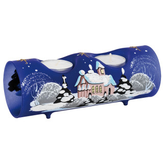 Teelichthalter Winterlandschaft für 2 Teelichter, blau