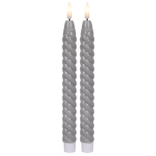 Star Trading LED-Echtwachskerzen Flamme Swirl Antique, 2er-Set, grau