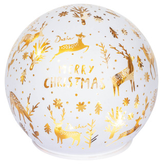 Star Trading Glaskugel Merry X-Mas, 8 warmweiße LEDs