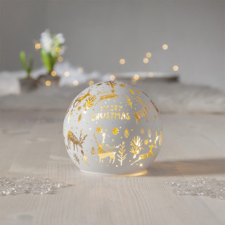 Star Trading Glaskugel Merry X-Mas, 8 warmweiße LEDs