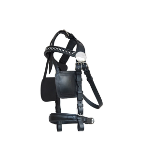 German Riding Fahrzaum Top Class mit Scheuklappen Pony braun