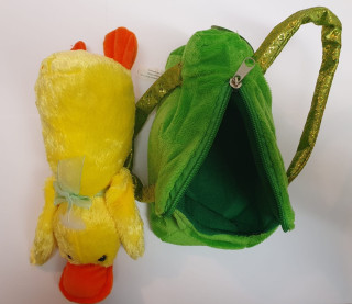 Handtasche Plüschtasche Ente, Ententasche, grün gelb