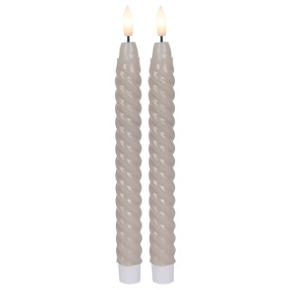 Star Trading LED-Echtwachskerzen Flamme Swirl Antique, 2er-Set, beige