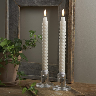 Star Trading LED-Echtwachskerzen Flamme Swirl Antique, 2er-Set, beige
