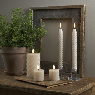 Star Trading LED-Echtwachskerzen Flamme Swirl Antique, 2er-Set, beige