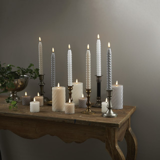 Star Trading LED-Echtwachskerzen Flamme Swirl Antique, 2er-Set, beige
