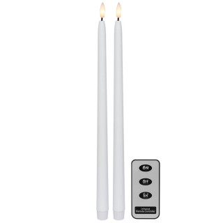 Star Trading LED-Echtwachskerze, Flamme Slim, 1 warmweiße flackernde LED, 2er-Set, weiß
