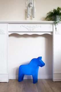 8 seasons - Motivleuchte Shining Dala Horse 43 cm blau veredelt Solar