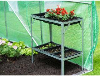 Ubbink Anzuchttisch - verzinkt, 6 Kunststoff-Trays auf 2 Etagen - H77 x 77 x 40 cm