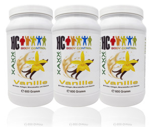 XAXX HC BODY CONTROL SHAKE VANILLE 3er Set je 600g = 60 Mahlzeiten