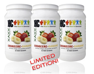 XAXX HC BODY CONTROL SHAKE ERDBEERE-BANANE 3er-Set je 600g = 60 Mahlzeiten