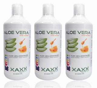 XAXX HC Aloe Vera Drinking Gel mit Honig & Vitamin C 3er-Set , je 1 Liter
