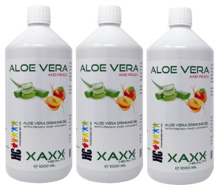 XAXX HC Aloe Vera Drinking Gel mit Pfirsich & Vitamin C, 3er-Set je 1 Liter