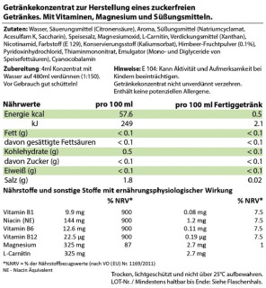 XAXX HC Refresh Liquid HIMBEERE Konzentrat 1:150, 250 ml, zuckerfreier Sirup