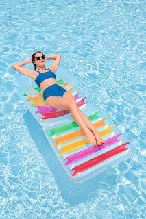Bestway Luftmatratze Summer Colors mit Rückenlehne + klappbarem Fußteil 201 x 89 cm