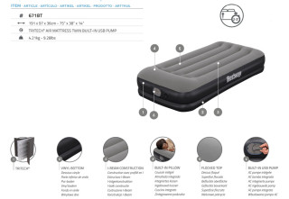 Bestway TriTech Single-Luftbett mit USB-Elektropumpe 191 x 97 x 36 cm