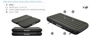 Bestway TriTech 3-in-1-Luftbett Connect and Rest 188 x 99 x 25 cm
