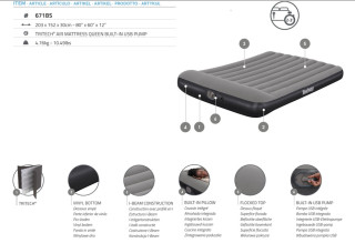 Bestway TriTech Doppelluftbett mit USB-Elektropumpe 203 x 152 x 30 cm