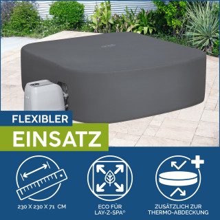 Bestway LAY-Z-SPA Xtras EnergySense Plus Thermo-Komplettabdeckung 230 x 230 x 71, eckig