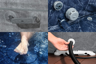 Bestway LAY-Z-SPA Whirlpool Carrara AirJet mit App-Steuerung, Schaumstoffpaneele, für 6 Personen, Durchm. 170 x 65 cm, Alabaster-Optik