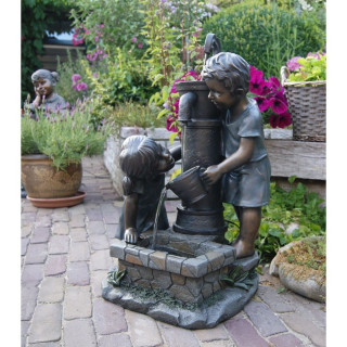 Ubbink ATLANTA - Polyresin, Rustikale Dekoration "Kinder am Brunnen" - 350l/h - H69,5 x 44 x 39,5 cm