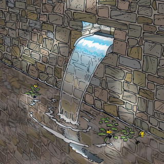Ubbink Nevada 30 - Wasserfall, Inox 304, Trafo 12V, 20 LEDs kaltweiß, 1" - H13 x 30 x 33 cm, LED: 180 Lumen, EEK A+, 3W