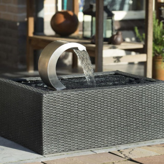 Ubbink Mamba S LED - Wasserfall, Inox 316L, 9 LEDs, 12VAC-3,25VA, 1 1/2", Anschlussmaterial, H24 x 27,5 x 13,5 cm, LED 60 Lumen, EEK A+, 1W