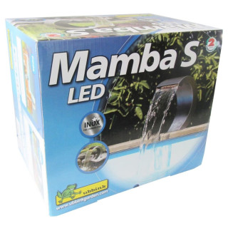 Ubbink Mamba S LED - Wasserfall, Inox 316L, 9 LEDs, 12VAC-3,25VA, 1 1/2", Anschlussmaterial, H24 x 27,5 x 13,5 cm, LED 60 Lumen, EEK A+, 1W