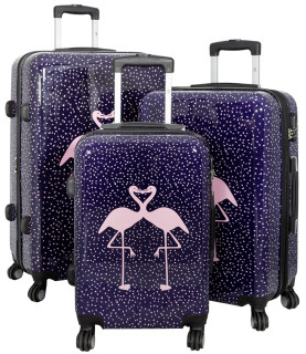 Kofferset 3 tlg. Trolleyset Reisekoffer Hartschale FLAMINGO